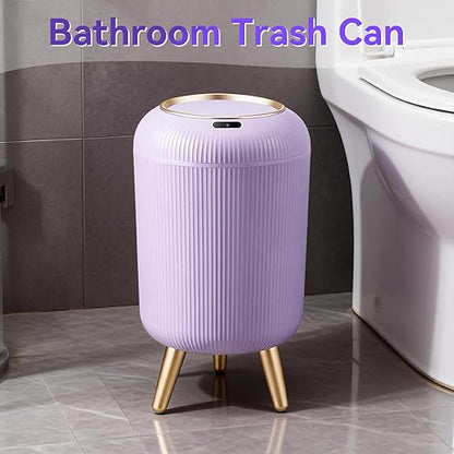 Motion Sensor Bathroom Trash Can with Lid, 3 Gallon/11L Automatic Bathroom Wastebasket,Touchless Trash Bin with Removable Legs for Kitchen,Office,Toilet,Bedroom,Smart Sensor Trashcan-Purple