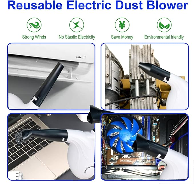 3.0 Durable ABS Electric High Compressed Air Duster, Computer Cleaner Blower, Keyboard Cleaner, Electronic Devices,and Laptop Cleaner Replaces Compressed Air Cans for Cleanning Hair,Crumbs,Scraps
