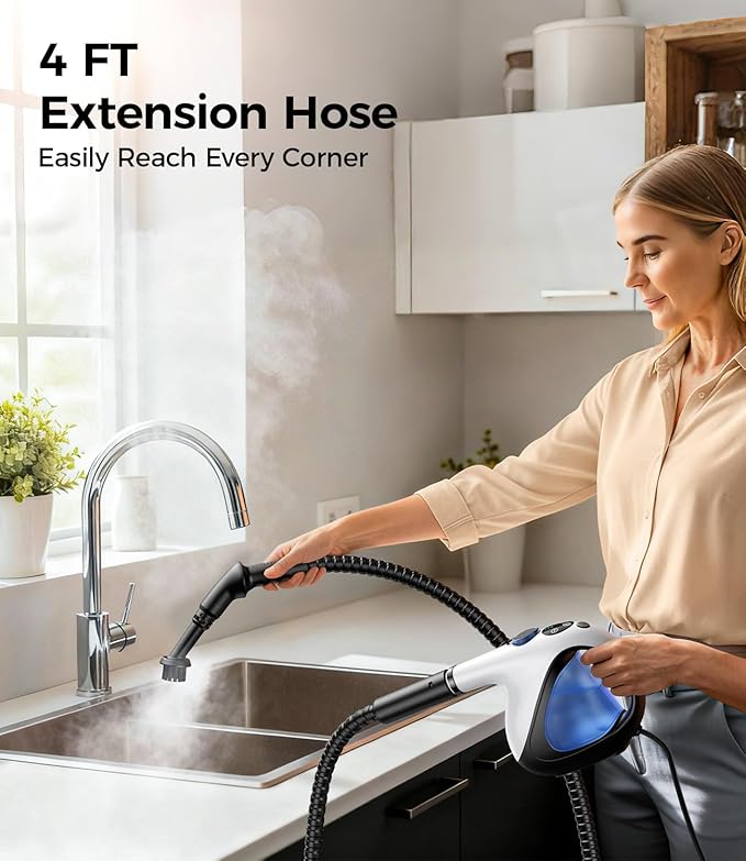 Handheld Steam Cleaner for Home 3s Instant Heat-Up No Need to Wait, Upgrade 2 LB Light Weight Easy Refill Portable Steamer Cleaner for Furniture Couch Grout Walls Kitchenware (White)