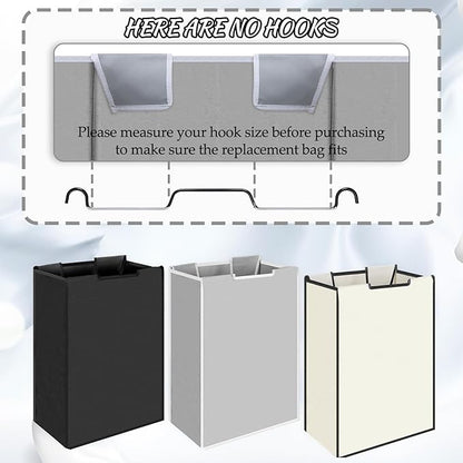 3 Pack Large Laundry Sorter Replacement Bags, Hamper Cart Removable Replacement, Laundry Storage Organizer-Replacement Bags, Gray, Beige, Black, Square Shap