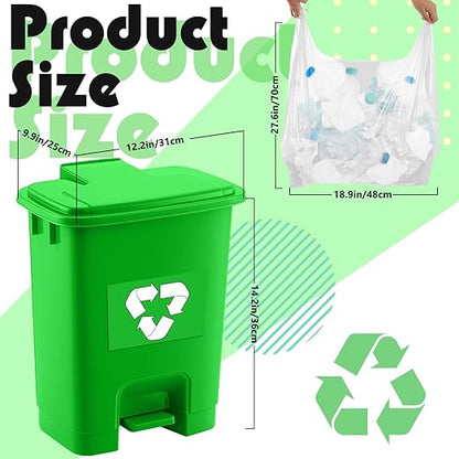 Geiserailie 1 Set Green Compost Bin Kitchen with Foot Pedal and 50 Leakproof Bags, Outdoor & Kitchen Organic Waste Trash Can for Food Scraps, Leaves, and Yard Waste (20L)
