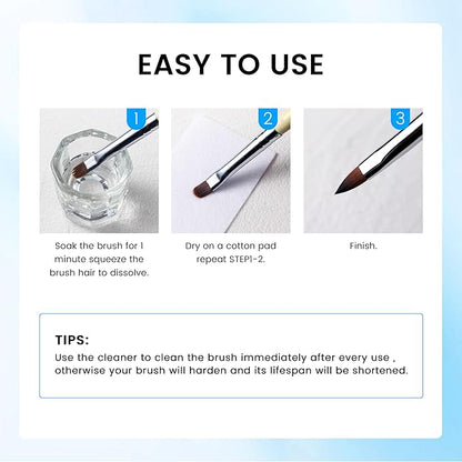 Nail Brush Cleaner 120ml Acrylic Brush Cleaner Efficient Nail Cleaner for Acrylic Nails Professional Brush Cleaner for acrylic Clean and Maintain Your Gel Nail Brushes with Cleaning Solution