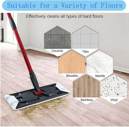 4-Pack Mop Pads Replacements for Flat Mop System, Reusable Microfiber Mop Refills