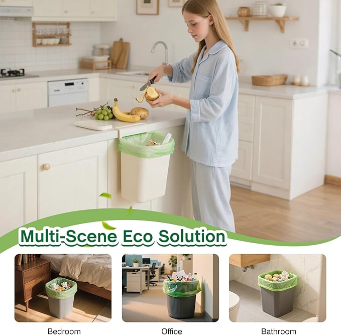 4 Gallon Trash Bags: 120 Count Small Garbage bags, Compost Waste Bag Strong Trash Can Liners Unscented for Bathroom Kitchen Bedroom Office Green