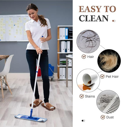 Jecery 4 Pair Washable Microfiber Mop Slippers Detachable Dusting Shoes for Floor Cleaning, Office & Home Use Suitable for Women & Men(Brown, Beige,M Size)