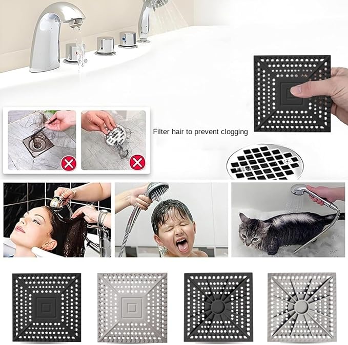Shower Drain Hair Trap，Premium Silicone Shower Hair Catcher，Bathroom Drain Protector Filter，for Showers, bathrooms, Sinks, Floor drains, and Kitchens 2PCS