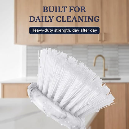 Farberware Dish Brush with Handle – 2 Pack Kitchen Scrub Brush for Dishes, Non-Scratch Dishwashing Brush Set with Firm Bristles for Pots, Pans, & Sink, Long Handles for Everyday Cleaning