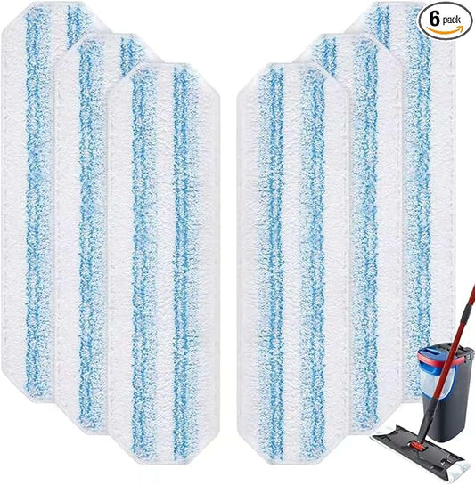 6 Pack Microfiber Mop Pads for O-Cedar H2prO Flat Mop System, Washable and Reusable Mop Replacement Heads for Floor Deep Cleaning, Mop Pad Refills for Wet Dry Floor