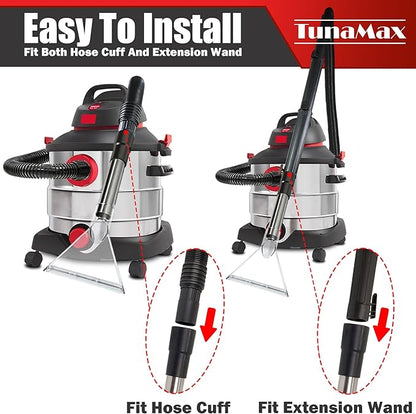 TunaMax Universal Work with All Shop Vacs Clear Extractor Attachment with 1-1/4" & 1-7/8" & 2-1/2" Adapters for Upholstery & Carpet Cleaning & Auto Detailing, Wet/dry Vacuum Extraction Accessory