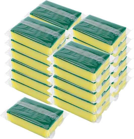 Individually Wrapped Sponges, Kitchen Dishwashing Sponge Bulk, Non Scratch Dishes Scouring Pad Dishcloth, Odor-Free Sponge Wipes for Household Cleaning Dishes Travel Apartments (30 Pack)
