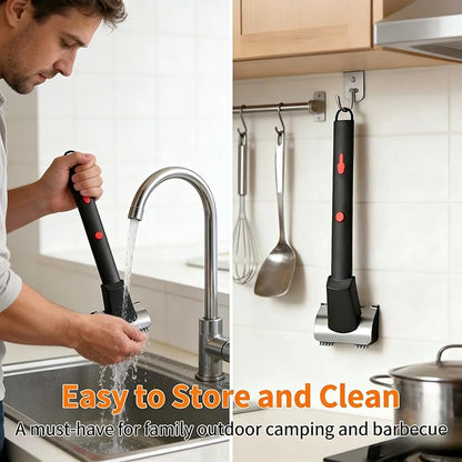 Electric Grill Brush with Water Spray & LED Light, 2600mAh Rechargeable BBQ Cleaner with 2 Speed Modes, 100 Mins Runtime, 304 Stainless Steel Heat Resistant Grill Brush for Outdoor Camping