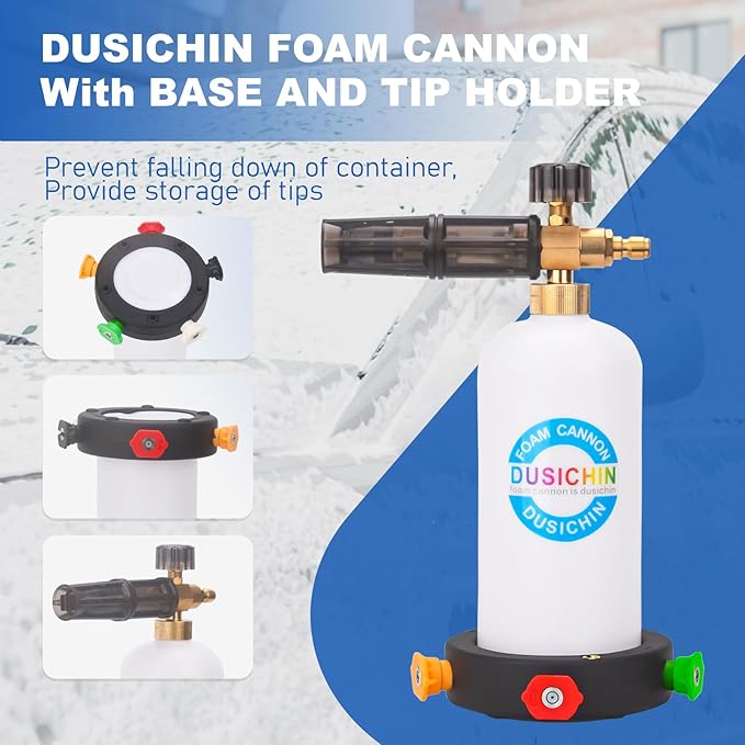 DUSICHIN SFL-001 Foam Cannon Snow Foam Lance Pressure Washer Jet Wash Quick Release Adjustable Nozzle 1/4 Inch Male Fitting Foam Dispenser
