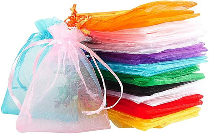 Meowoo 100PCS Organza Bags, 3x4in Small Mesh Bags Drawstring for Jewelry, Candy, Christmas, Sachets, Festivals, Bathroom Soaps, Makeup Organza, Wrapping Supplies(mixedcolor)