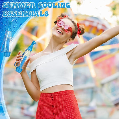 1 Pcs Summer Mister Spray Bottle Set Pump Personal Mister Cooling Spray Bottles with Carrying Loop Water Refillable Empty Plastic Portable Misting Sprayers for Outdoor Camping Hiking (Blue)