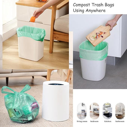 AYOTEE Small Trash Bags with Handles,100 Counts Small Biodegradable Trash Bags 4 Gallon Garbage Bag, Unscented Strong Mini Compostable Bag 15 Liter Waste Basket Liners for Bathroom Kitchen Home