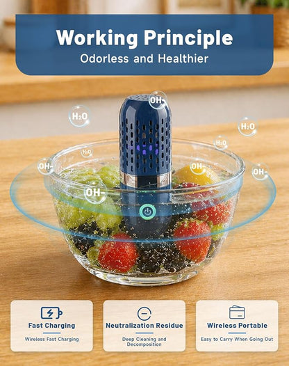 PurePod Produce Cleaner - PurePod Fruit Cleaner, Portable, No Scrubbing, Compact Fruit Vegetable Cleaning Device for Kitchen, Camping Travel, Waterproof Rechargeable Design (2PCS)