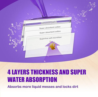 60 Pack Disposable Wetjet Pads Refills for Swiffer Wet Jet Mops, 4 Layers Thickened | Super Heavy-Duty Absorbent | Stickiness, Absorbent for Household Cleaning & Suit All Multi-Surface