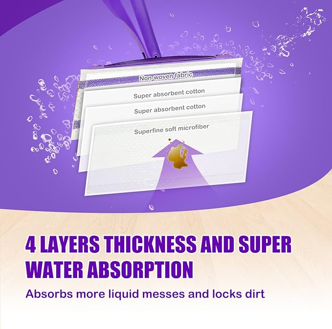40 Count Mop Pads Refills for Swiffer Wet Jet Spray Mop, Disposable Multi Surface Wet Jet Mopping Pads for All Hardwood Floor Cleaning, 4 Layers Thickened | Super Heavy-Duty Absorbent | Stickiness