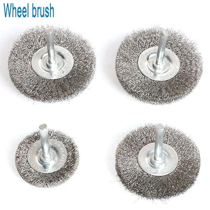 FPPO Stainless Steel Wire Wheel Brush & Crimped Cup Brush Kit for Drill,Fine Wire Diameter 0.0059 Inch,for Rotary Tool with 1/4-Inch Shank,Removal of Rust,deburring,Paint (7pcs)