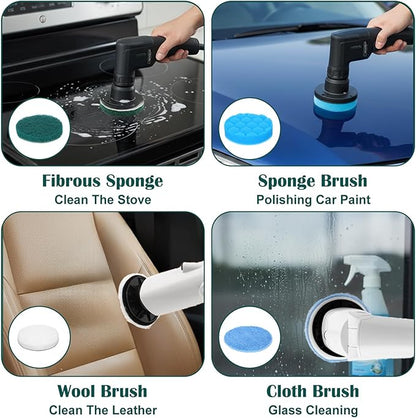 12Pcs Brush Heads Set, Cordless Electric Spin Scrubber Replaceable Brush Heads, Cordless Buffing Bonnet Pad for Household Cleaning Brushes, Bathroom, Floor, Tile, Car