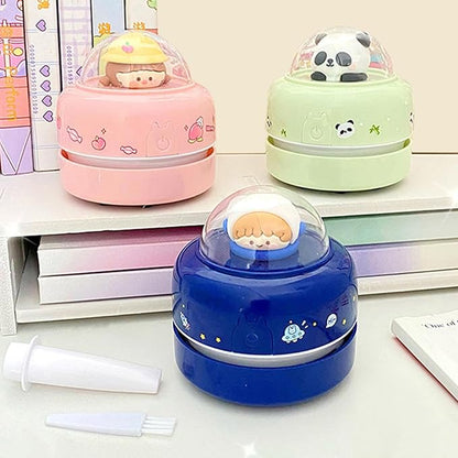 Talent Star Mini Desktop Vacuum Cleaner, Portable Battery Powered Vacuum Cleaner for Desk Cordless 360-degree Rotatable Desktop Vacuum for Cleaning Eraser Crumbs Hairs Crumbs Keyboard Pink