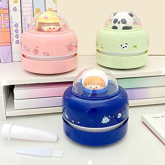 Talent Star Mini Desktop Vacuum Cleaner, Portable Battery Powered Vacuum Cleaner for Desk Cordless 360-degree Rotatable Desktop Vacuum for Cleaning Eraser Crumbs Hairs Crumbs Keyboard Green