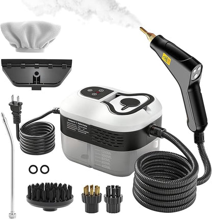 Pressurized Handheld Steam Cleaner, Portable Steamer for Cleaning with 1.2L Large Tank, 15s Fast Heat-Up, 6-Level Adjustable, Powerful Steam Cleaner for Home, Car, Kitchen, Tile, Grout