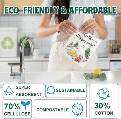 Swedish Dishcloths for Kitchen, 6 Pack Swedish Dish Cloths, Reusable Paper Towels, Washable Kitchen Cloth, Biodegradable, Super Absorbent, Quick Drying