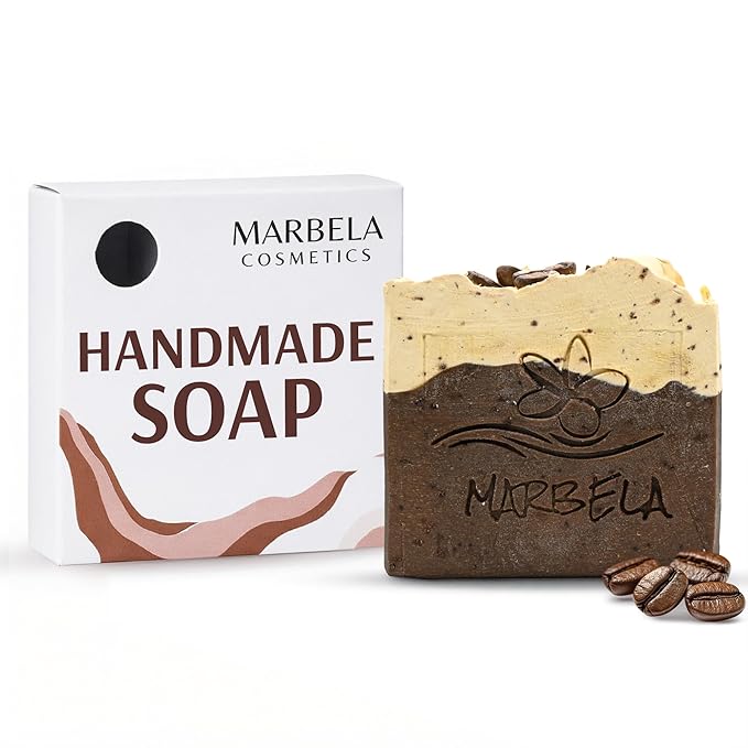 Marbela Cosmetics Handmade Soap Bar - Made in USA, Vegan Friendly, Palm Oil Free, Natural Bar Soap - Gentle Face & Body Soap for Daily Skin Care, Moisturizing & Nourishing - 3.5 oz (Cozy Cappuccino)