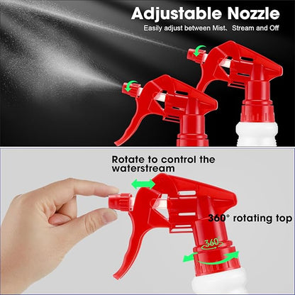 Eccliy 12 Pcs 16 Oz Plastic Spray Bottle, Adjustable Empty Reusable Sprayer for Cleaning, Planting, Water, Bathroom and Kitchen, BBQ, Commercial and Residential (Original,Pure Red)