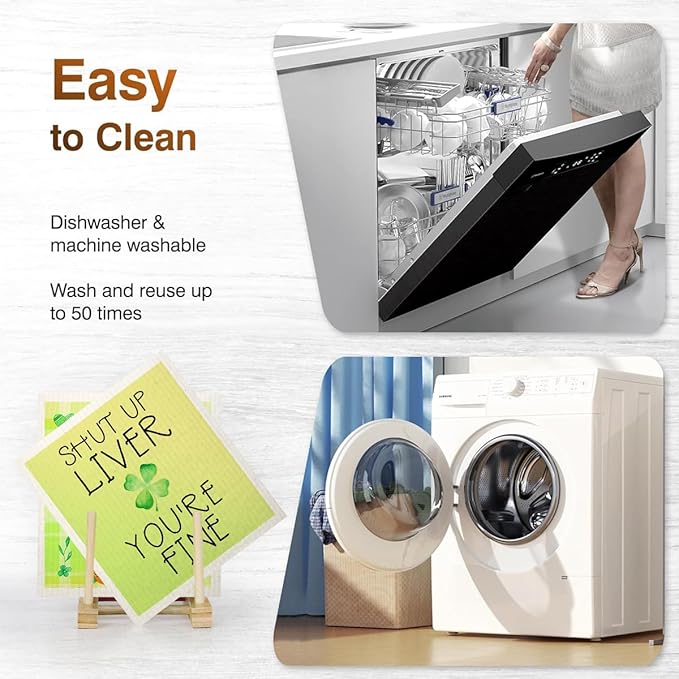 Swedish Dishcloths for Kitchen | 6 Pack Floral Reusable Paper Towels Washable | Swedish Dish Towels | Non-Scratch Cellulose Sponge Cloths | No Odor, Biodegradable Cleaning Cloths, Saint Phat 1