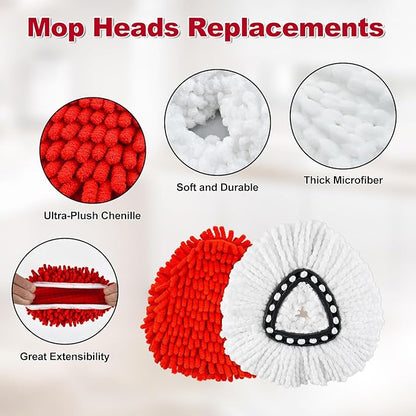 Mop Heads Replacements for Ocedar, Mop Replace Head for o Cedar Easywring 1 Tank, Spin Mop Replacement Head Include 4 Pack Spin Mop Refills Deep Cleaning, 1 Scrubber Mop Head and 1 Mop Base