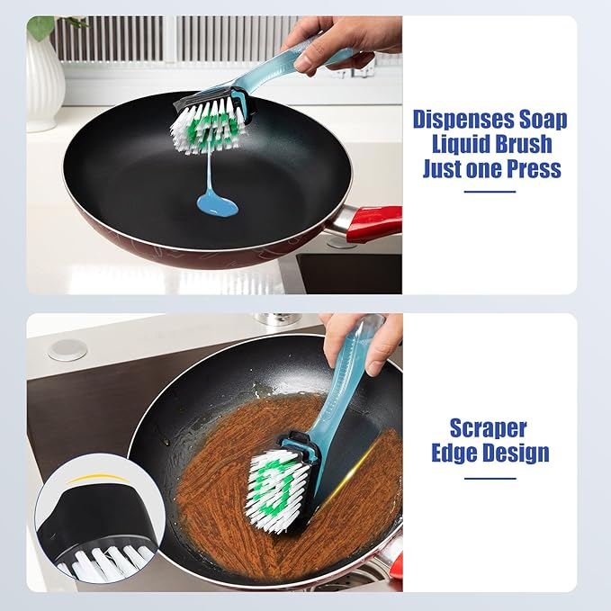 Dymoll 3 Pack Dish Brush Refills, Advanced Soap Control Dishwand Brush Refills, Using Interchangeably with Dish Wand Sponge