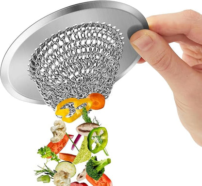 2 Pack Chainlink Kitchen Sink Drain Strainer 4.4 Inch - 304 Stainless Steel Wide Rim Sink Strainer, Chainmail Sink Filter, Fits Most US Kitchen Sinks