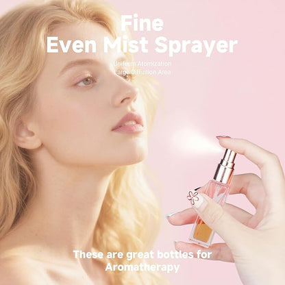 Perfume Refill Bottle, Mini Leak-proof Portable Perfume Travel Refillable Dispenser, 5pcs 10ml Empty Atomizer Sprayer, Pocket Glass Bottle with Funnel and Pipette for Cologne (Light Pink)
