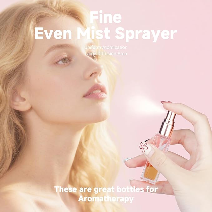 Perfume Refill Bottle, Mini Leak-proof Portable Perfume Travel Refillable Dispenser, 3pcs 10ml Empty Atomizer Sprayer, Pocket Glass Bottle with Funnel and Pipette for Cologne (Light Pink)