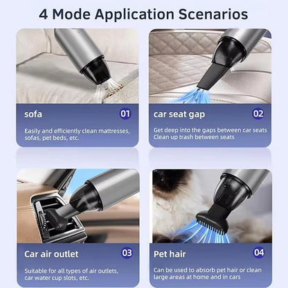 Portable Car Vacuum Cleaner, Portable Handheld Vacuum for Car Interior Cleaning, Wet & Dry Use, USB Rechargeable, with HEPA Filter & Accessories.