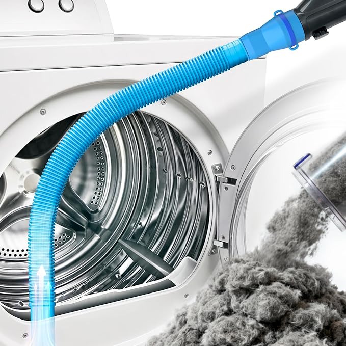 Holikme Dryer Vent Cleaner Kit - Dryer Lint Vacuum Attachment and Flexible,Dryer Vent Vacuum Hose Attachment,Light Blue