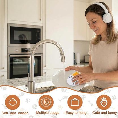 Mifoci 16 Pcs Animal Dish Scrubber Non Scratch Scrubbies for Dishes Double Layered Dish Washing Sponge Reusable Kitchen Scrubbers for Dishwashing, Cleaning Dishes, Cookware Tubs Sinks Bathroom
