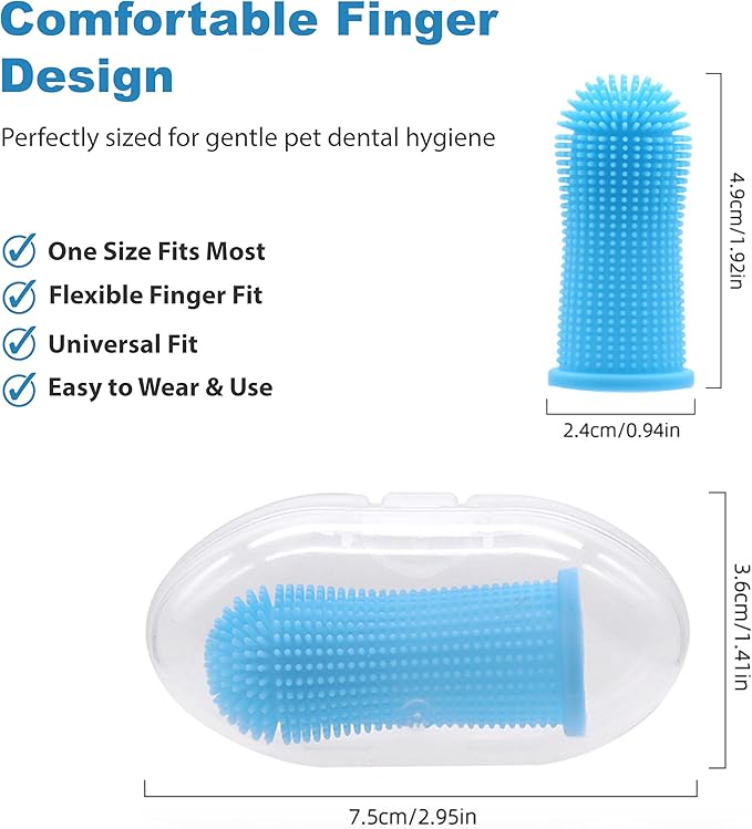 Pet Grooming Glove Set for Dogs & Cats - Professional Pet Hair Removal Glove with Free Nail Clippers and Silicone Finger Toothbrush