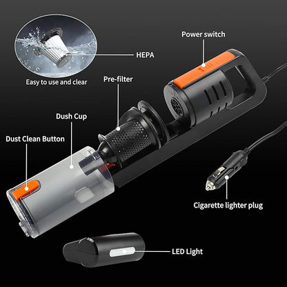 Best Car Vacuum Cleaner, Handheld Portable Vacuum Cleaner for Car, 7500PA High Power Handheld Vacuum Cleaner, Double Motor Cyclone Suction Vacuum with Wet or Dry, 16.4 Ft Corded