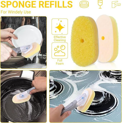4-Pack Dish Wand Sponge Refills for Scrub Daddy Dish Daddy (Yellow)