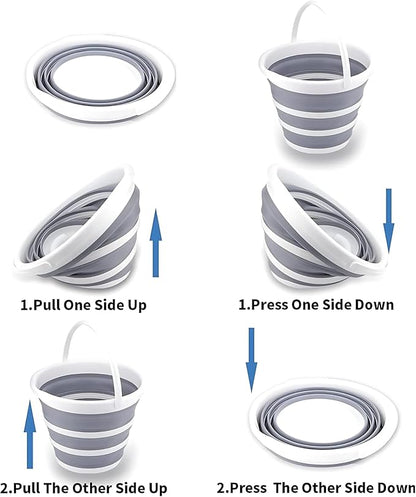 South Bend Components 2.6 Gallons Collapsible Bucket with Handle, Space Saving Design Portable Foldable Water Pail for Indoor/Outdoor, Mop, Boating, Camping, and Fishing (2-Pack)