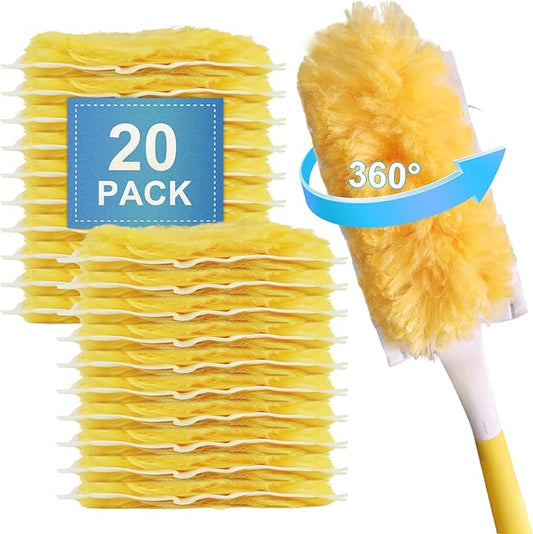 20 Pack Heavy Duty Duster Refills for Swiffer, Multi-Surface 360° Disposable Dusters Kit for Cleaning Dusting Electronics Furniture Blind Ceiling Fan (Handle is Not Included)