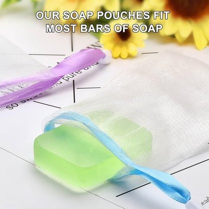 Soap Saver Bag, 10PCS Exfoliating Soap Pouch, Soap Bags for Soap Bars, Mesh Soap Bags with Drawstring Body Facial Cleaning