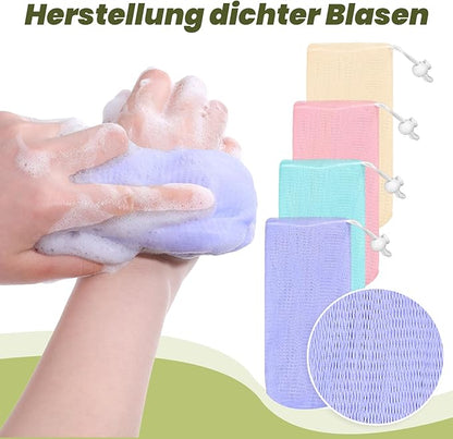 8 Pcs Mesh Soap Bags, Bar Soap Saver Bags, Bubble Foaming Nets Pocket with Drawstring for Facial Cleaning Body Wash (Multicolor)