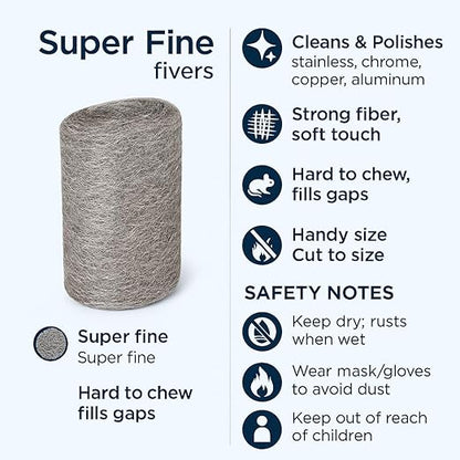 Steel Wool #0000 Grade Pads, 36 Pack – Flexible Cut to Size Wire Wool for Glass Shower Door Hard Water Removal, Chrome & Stainless Steel Polishing, Weep Hole Gap Filler, Mice Control & Rodent Barrier