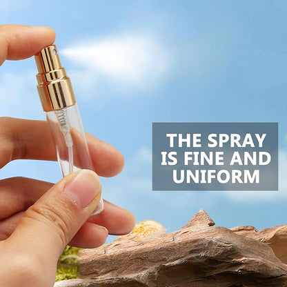 Zorfeter 20 PCS Clear 5ml Atomizer Glass Mist Spray Bottle, Refillable Mini Perfume Atomizer Travel Sample Bottle, Golden Makeup Container for Perfume/Travelers
