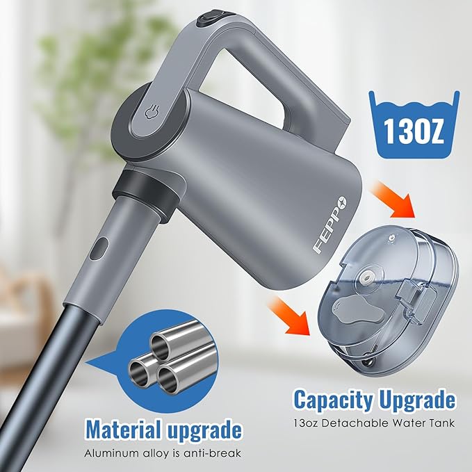 FEPPO Steam Mop & Detachable Handheld Steam Cleaner for Home and Floor Cleaning (Grey)