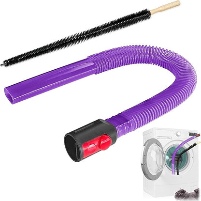 2 Pieces Dryer Vent Cleaner Kit, Universal Vacuum Attachment with Flexible Lint Brush & Vacuum Hose, Fits Most Vacuums for Dryer Lint Removal, Fire Prevention, Home Appliance Cleaning
